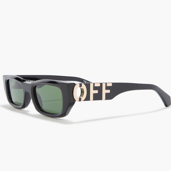Off-White 49mm Fillmore Rectangle Sunglasses Black with Green Lenses NIB main image 5